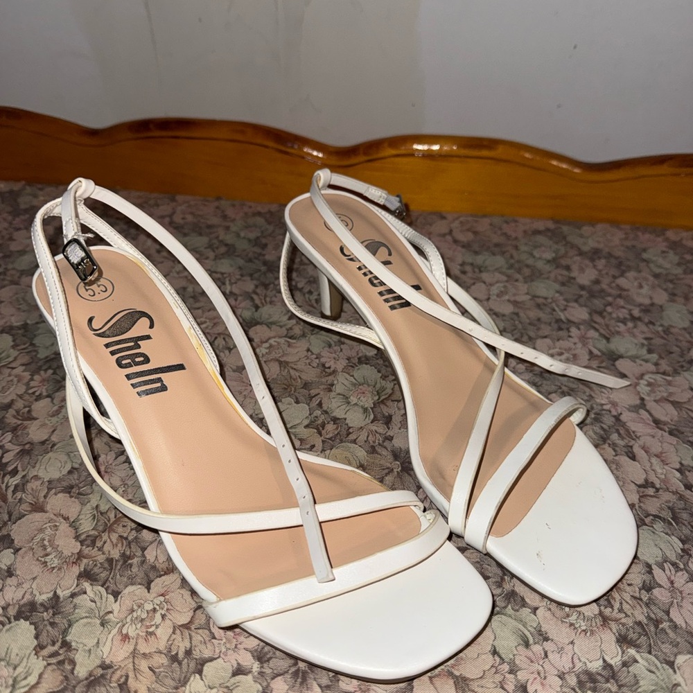 SHEIN Elegant White Strappy Heels